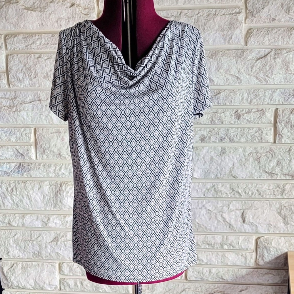 Jaclyn Smith Gray/White Cowl Neck